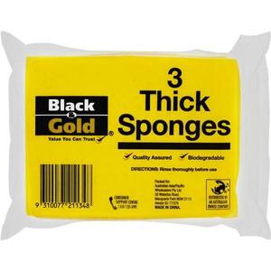 BLACK & GOLD THICK SPONGES 3PK