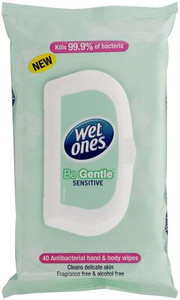 WET ONES BE GENTLE ANTIBACTERIAL MOIST HAND WIPES 40S