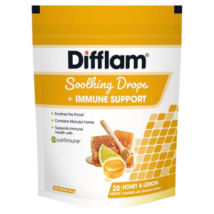 DIFFLAM SOOTHING IMMUNE HONEY & LEMON DROPS 20S