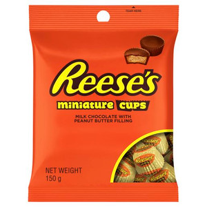 REESES CHOCOLATE MINIATURE PEANUT BUTTER CUPS 150GM