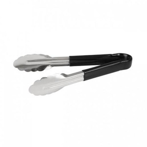 TRENTON STAINLESS STEEL TONGS WITH BLACK RUBBER HANDLE 300MM
