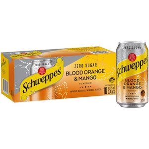 SCHWEPPES ORANGE & MANGO MINERAL WATER 10X375M