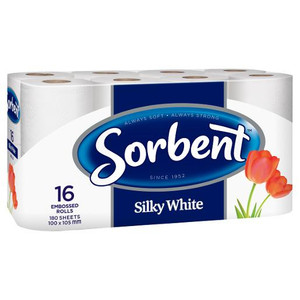 SORBENT EXTRA THICK WHITE 2PLY TOILET TISSUE 16PK