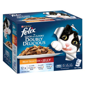 PURINA FELIX DOUBLE DELICIOUS AGAIL MEAT SELECTION 12X85GM