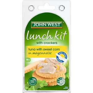 JOHN WEST TUNA IN MAYONAISE & CORN LUNCH KIT 108GM (Carton of 8)