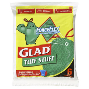 GLAD TUFF STUFF FORCEFLEX DRAWSTRING GARBAGE BAG 6S (Carton of 8)