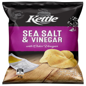 KETTLE SEA SALT & VINEGAR NATURAL POTATO CHIPS 45GM (Carton of 18)