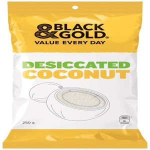 BLACK & GOLD DESICCATED COCONUT 250GM (Carton of 12)