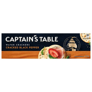 NABISCO CAPTAINS TABLE CRACKED PEPPER WATER CRACKERS 125GM (Carton of 16)