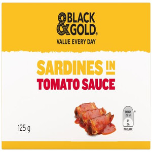 BLACK & GOLD SARDINES IN TOMATO SAUCE 125GM (Carton of 24)