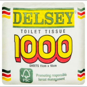 DELSEY TOILET TISSUE 1 PLY 1000S (Carton of 24)