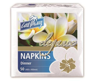 CAST AWAY ELEGANCE DINNER NAPKIN WHITE (CA-NAPEDIN) 50S (Carton of 10)