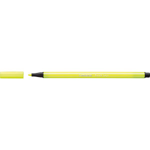 STABILO PEN 68 FIBRE TIP PEN FLURO YELLOW (BOX OF 10)
