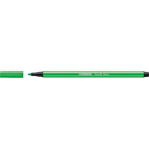 STABILO PEN 68 FIBRE TIP PEN FLURO GREEN (BOX OF 10)