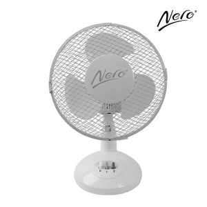 NERO DESK FAN 23CM WHITE 2 SPEED OSCILLATING