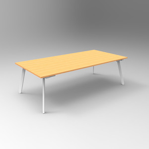 Rapidline Eternity Meeting And Boardroom Table 2400W x 1200D x 730mmH Beech Top White Base