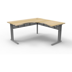 Rapidline C Leg Corner Workstation 1800/1500W x 750D x 730mmH Natural Oak/Silver