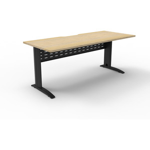 Rapidline Deluxe Rapid Span Straight Desk 1500W x 750D x 730mmH Natural Oak/Black