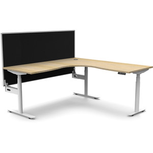 Rapidline Halo+ Corner Workstation+Screen 1500/1500W x 750D x 1330mmH Oak/White