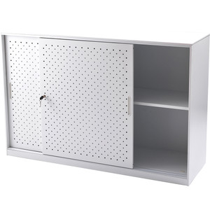 Rapidline Go Perforated Sliding Door Cupboard 1530W x 473D x 1016mmH White