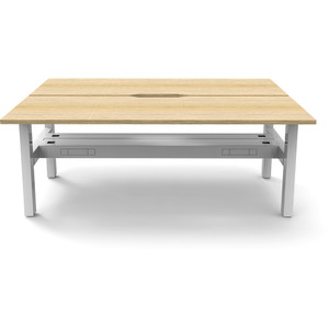 Rapidline Boost Static Back To Back Workstation+Tray 2 Person 1800Wx1500Dx730mmH Oak/White