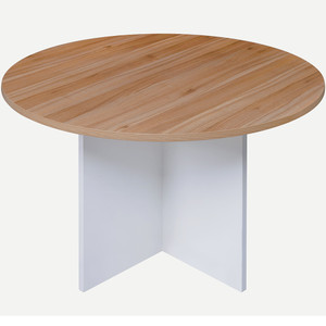 OM Premiere Round Meeting Table 1200 Diameter x 720mmH Virginia Walnut and White