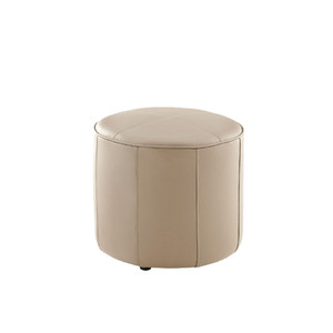 K2 Marbella Keg Round Ottoman Beige PU Leather