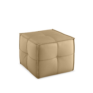 K2 Marbella Cube Square Ottoman Beige PU Leather