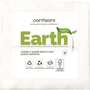 Writer Breakroom Earth Eco Luncheon Napkin 2 Ply 300 x 300mm White 40 Sheets