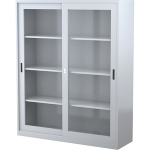 Steelco Sliding Glass Door Cabinet 3 Shelves 1500W x 465D x 1830mmH Graphite Ripple