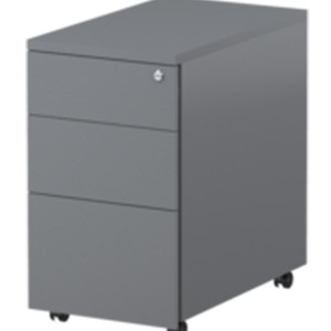 Steelco Trimline Mobile Pedestal 2 Drawer 1 File 390W x 500D x 615mmH Silver Satin