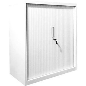 Steelco Tambour Door Cupboard Includes 3 Shelves 1200W x 463D x 1200mmH White Satin