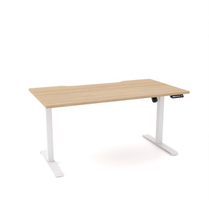 OLG Q-Stand Electric Sit-Stand Desk 1500Wx800Dx720-1200mmH New Oak Top and White Frame