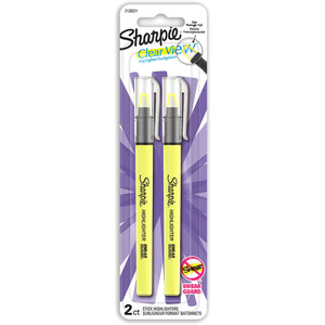 Sharpie Clear View Stick Highlighter Marker See Through Chisel Tip Yellow Pack of 2