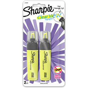 Sharpie Clear View Tank Highlighter Marker See Through Chisel Tip Yellow Pack of 2