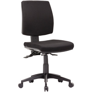 Click Low Back Task Chair 3 Lever Square Seat No Arms Black Fabric