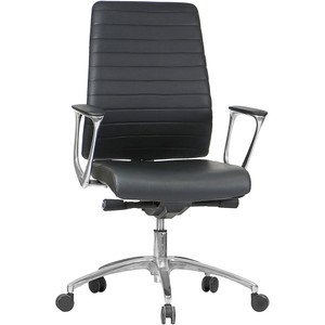Enzo Low Back Executive Chair With Arms Black Leather