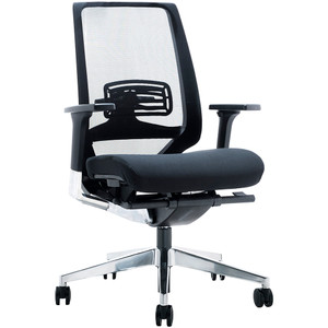 Evita Low Back Executive Chair With Arms Mesh Back Black Fabric Seat