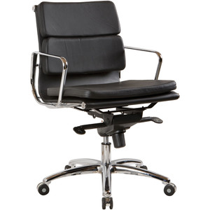 Flash Low Back Executive Chair With Arms Black Leather