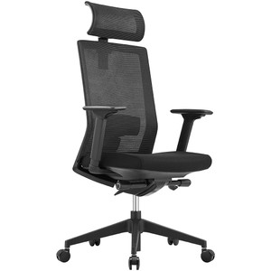 Kube High Back Executive Chair With Arms And Headrest Mesh Back Black Fabric Seat