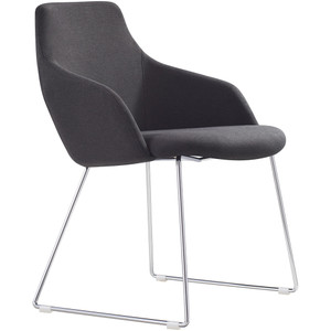 Oscar Chair Chrome Sled Base Charcoal Fabric Seat
