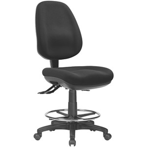 P350 High Back Drafting Chair 3 Lever 640-890mmH Black Fabric