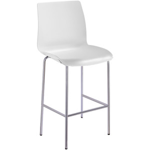 Pod 4 Leg Stool Chrome Frame White Plastic Seat