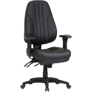 Rover High Back 4 Lever Multi Shift Chair With Arms Black Leather