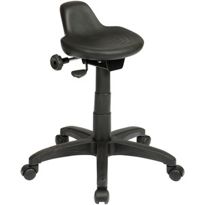 State ST006 Industrial Drafting Stool 495-670mmH Chrome Foot Ring Black PU