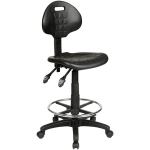State ST007 Industrial Drafting Stool 505-680mmH Chrome Foot Ring Black PU