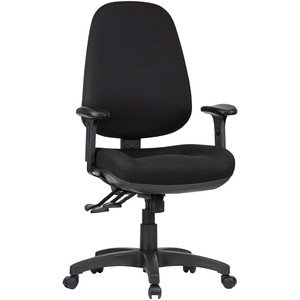 TR600 High Back Task Chair 3 Lever With Arms Black Fabric