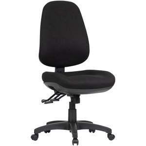 TR600 High Back Task Chair 3 Lever No Arms Black Fabric
