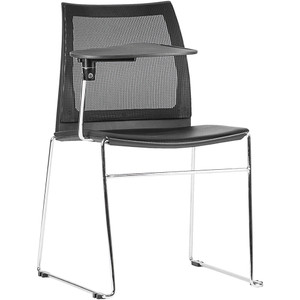 Vinn Chair With Right Hand Side Tablet Arm Sled Base Mesh Back Black Plastic Seat