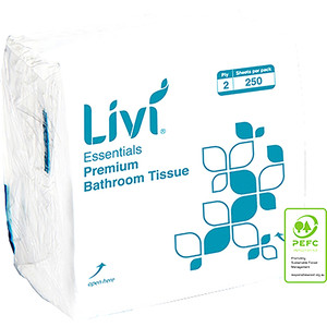 Livi Essentials Premium Toilet Tissue Interleaved 2 Ply 250 Sheets Box Of 36